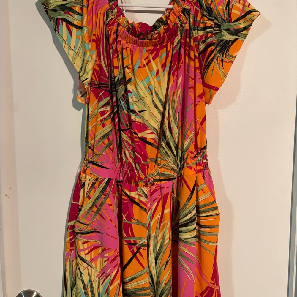 Emma & Michele Tropical Palm Print Romper